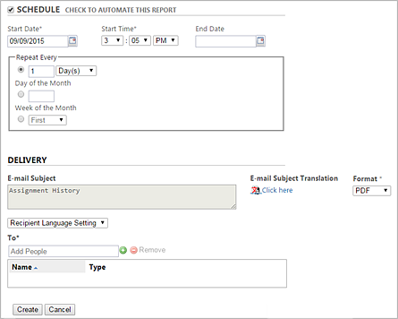 Scheduling a report